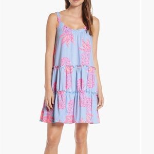 RARE Lilly Pulitzer Pineapple Striped Tiered Shift Dress